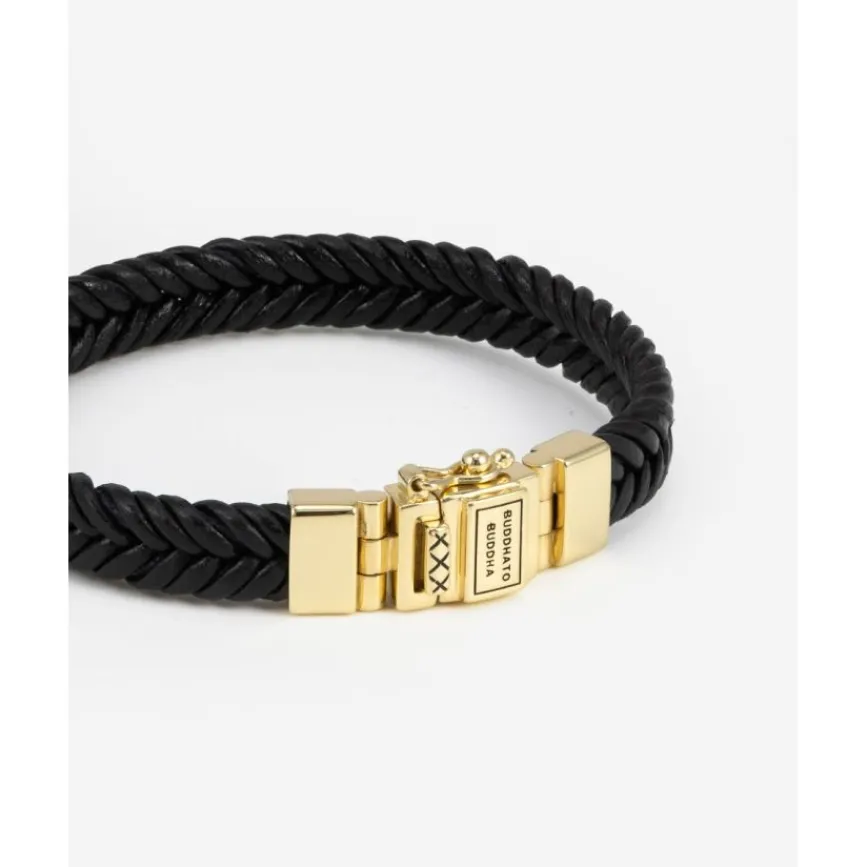 Buddha to Buddha Leder Armbänder | Premium Vergoldete Armbänder-Armband Barbara Leder Schwarz Vergoldet