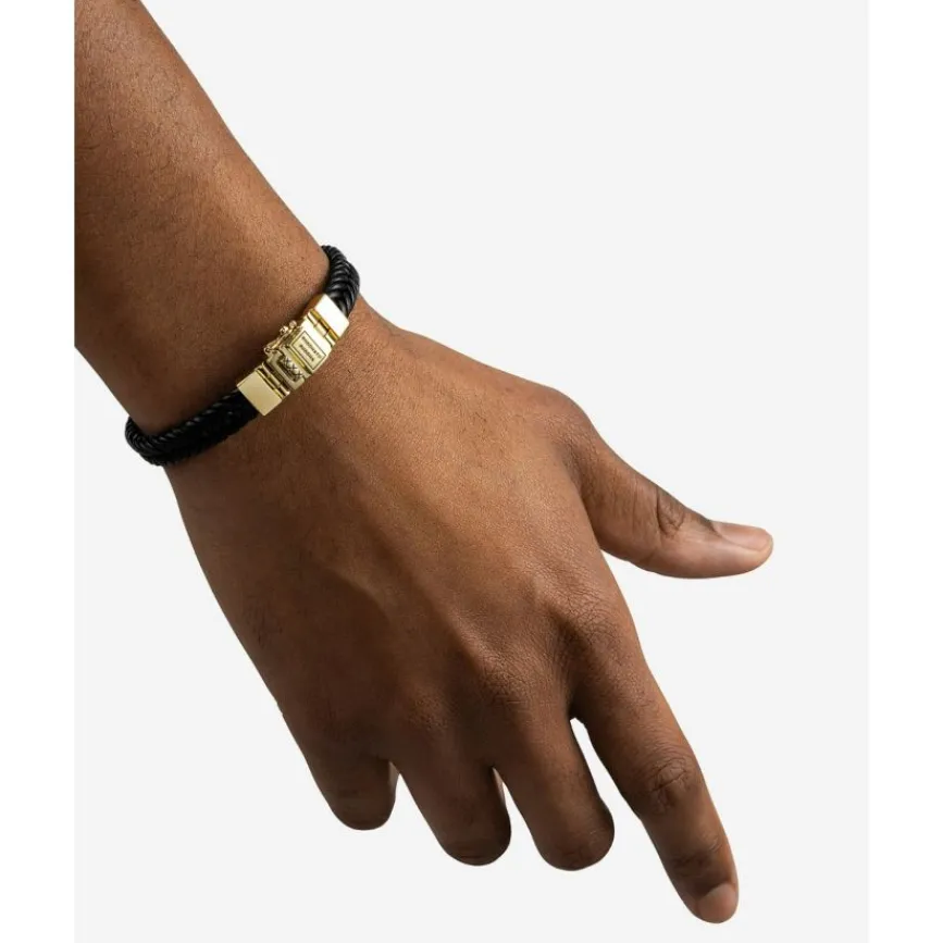 Buddha to Buddha Leder Armbänder | Premium Vergoldete Armbänder-Armband Barbara Leder Schwarz Vergoldet