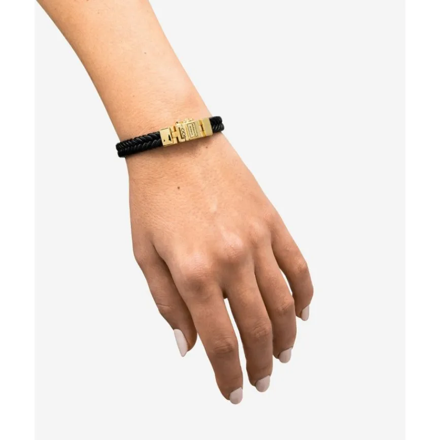 Buddha to Buddha Leder Armbänder | Premium Vergoldete Armbänder-Armband Barbara Leder Schwarz Vergoldet