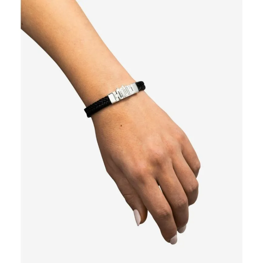 Buddha to Buddha Leder Armbänder | Silber Armbänder-Armband Barbara Leder Schwarz