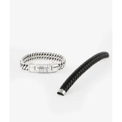 Buddha to Buddha Silber Armbänder | Lederschmuck-Armband Ben Customized Set Silber & Leder