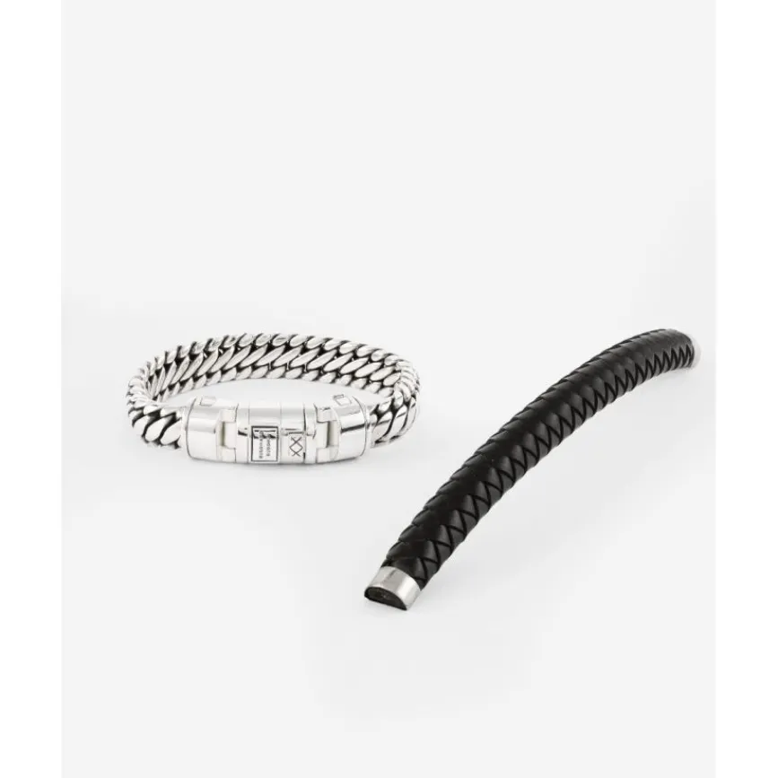 Buddha to Buddha Silber Armbänder | Lederschmuck-Armband Ben Customized Set Silber & Leder