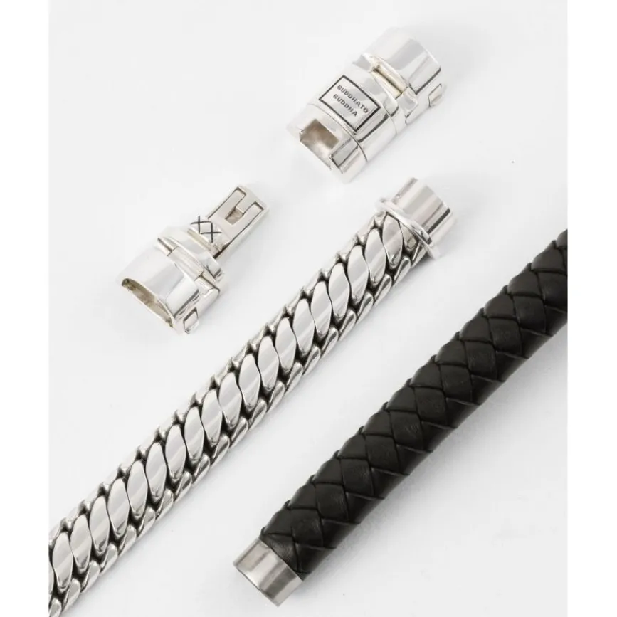 Buddha to Buddha Silber Armbänder | Lederschmuck-Armband Ben Customized Set Silber & Leder