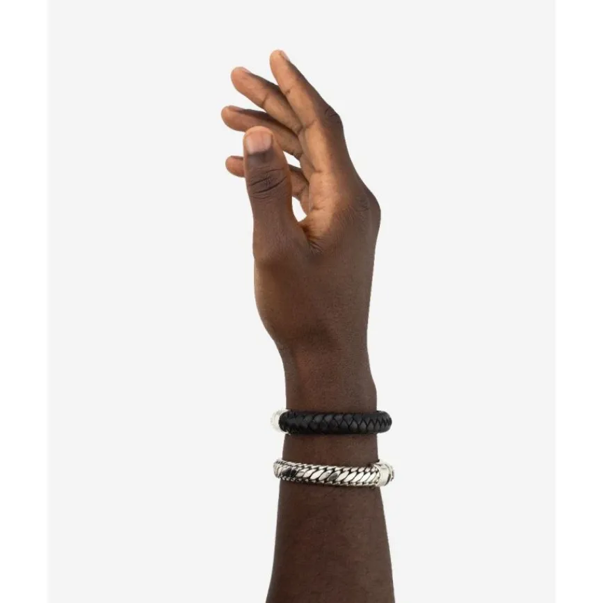 Buddha to Buddha Silber Armbänder | Lederschmuck-Armband Ben Customized Set Silber & Leder