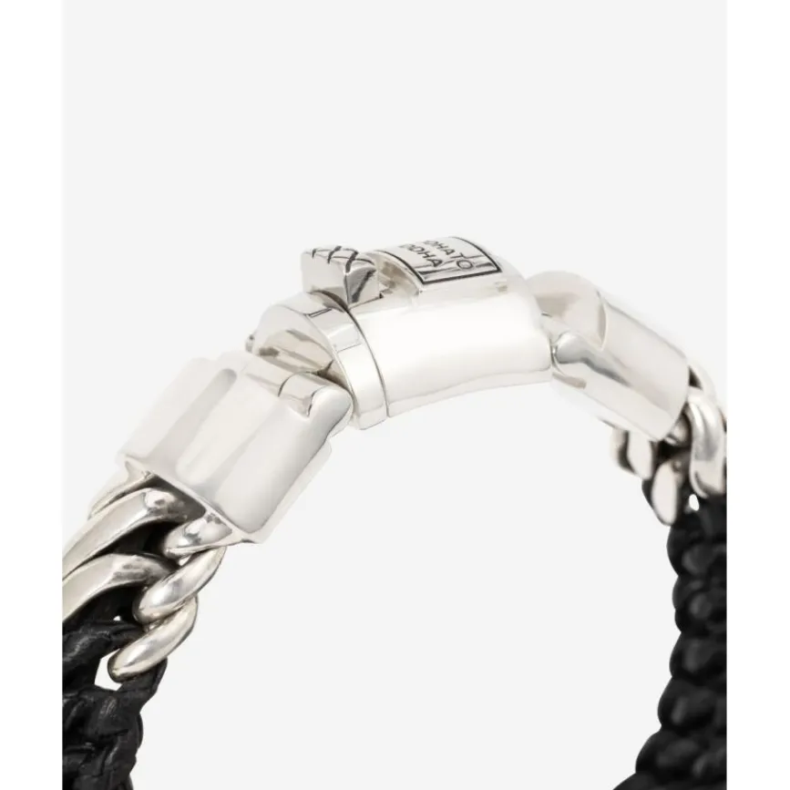 Buddha to Buddha Engrave | Leder Armbänder-Armband Ben Mix Silber Leder Schwarz