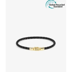 Buddha to Buddha Leder Armbänder | Premium Vergoldete Armbänder-Armband George Mini Leder Schwarz Vergoldet