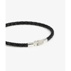 Buddha to Buddha Leder Armbänder | Silber Armbänder-Armband George Mini Leder Schwarz