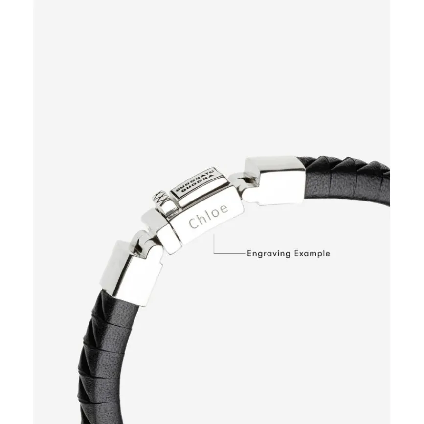 Buddha to Buddha Leder Armbänder | Engrave-Armband Komang Small Leder Schwarz