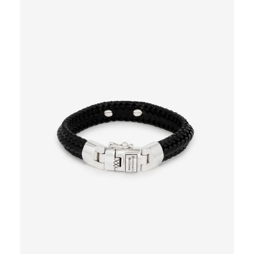 Buddha to Buddha Leder Armbänder | Silberschmuck-Armband Nurul Small Leder Schwarz