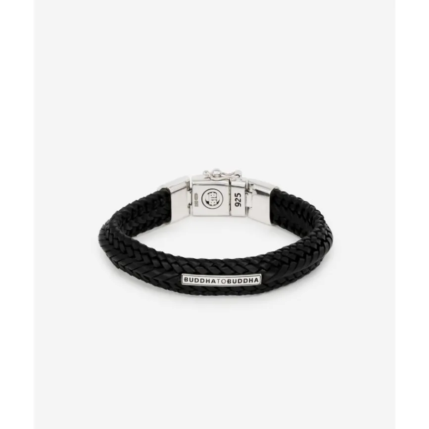 Buddha to Buddha Leder Armbänder | Silberschmuck-Armband Nurul Small Leder Schwarz