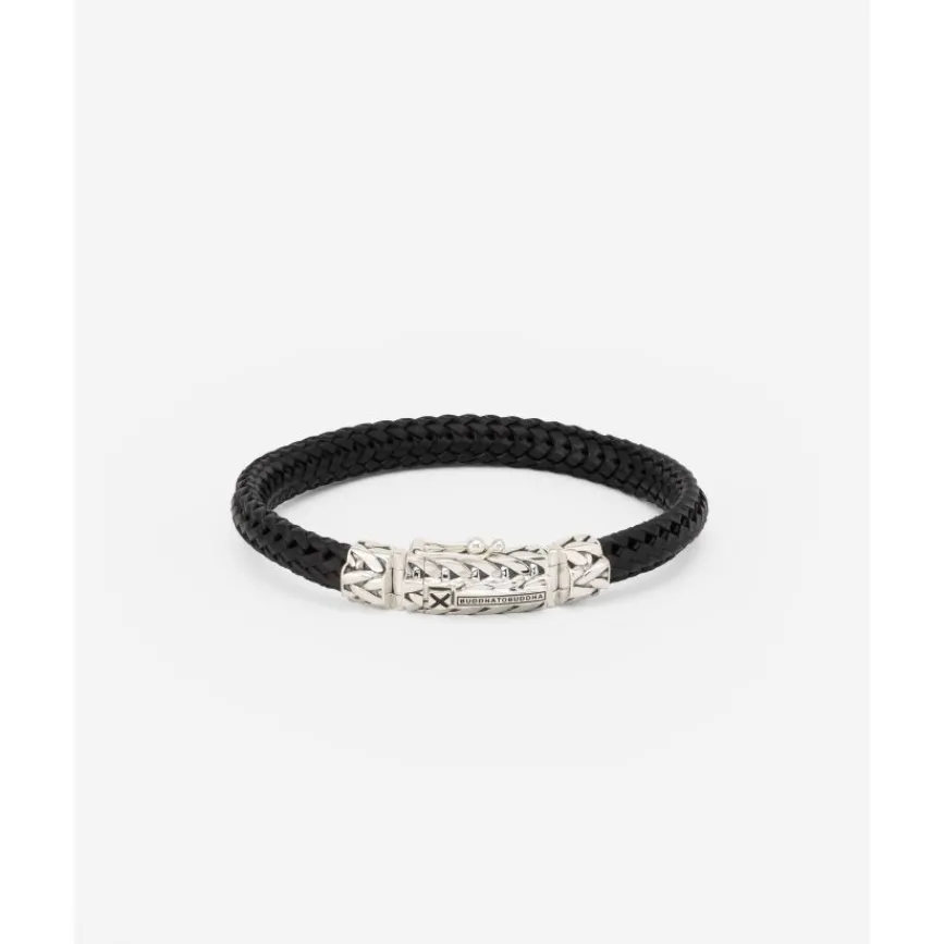 Buddha to Buddha Leder Armbänder | Silber Armbänder-Armband Nurul/Ellen Mix Leder Schwarz