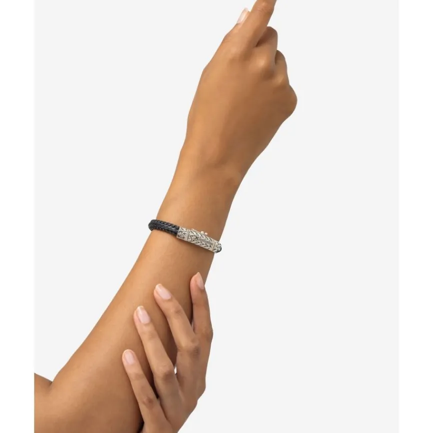 Buddha to Buddha Leder Armbänder | Silber Armbänder-Armband Nurul/Ellen Mix Leder Schwarz