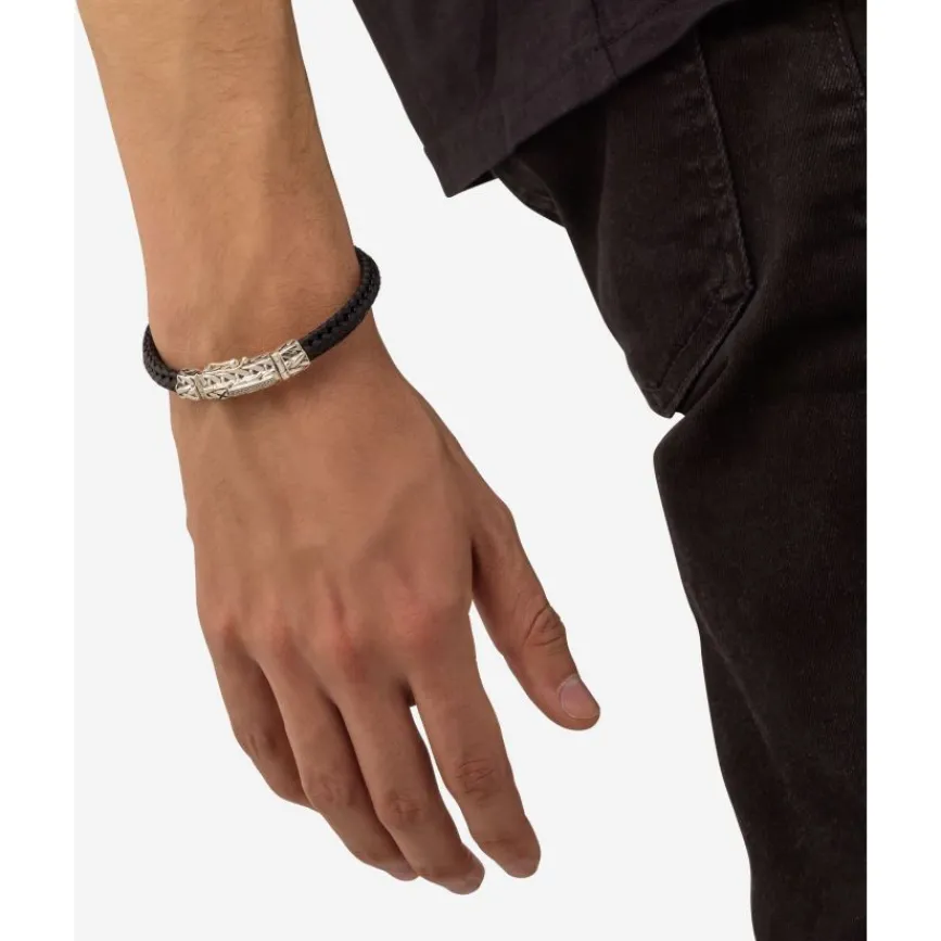Buddha to Buddha Leder Armbänder | Silber Armbänder-Armband Nurul/Ellen Mix Leder Schwarz