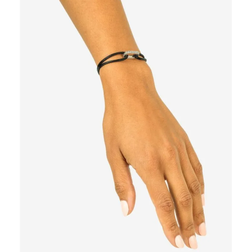 Buddha to Buddha Kordel Armbänder | Kordelschmuck-Barbara Cord-Armband Silber Schwarz