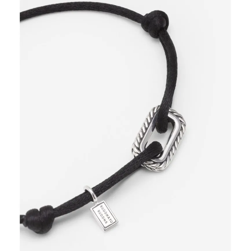 Buddha to Buddha Kordel Armbänder | Kordelschmuck-Barbara Cord-Armband Silber Schwarz