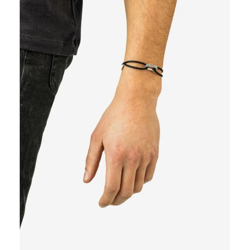 Buddha to Buddha Kordel Armbänder | Kordelschmuck-Barbara Cord-Armband Silber Schwarz