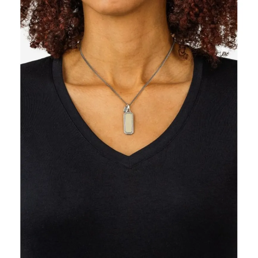 Buddha to Buddha Anhänger | Engrave-Barbara Octagon Tag Anhänger Zweifarbig