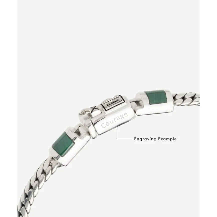 Buddha to Buddha Edelstein Armbänder | Engrave-Ben Mini Gemstone Armband Silber Malachit