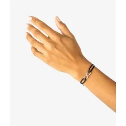 Buddha to Buddha Kordel Armbänder | Kordelschmuck-Chain XS Cord-Armband Silber Schwarz