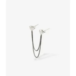 Buddha to Buddha Silber Ohrringe | Silberschmuck-Doppelherz Studs Single Piece Silber