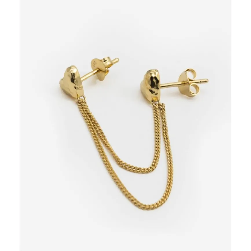 Buddha to Buddha Vergoldete Ohrringe | Premium Gold Plated Jewelry-Doppelherz Studs Single Piece Vergoldet