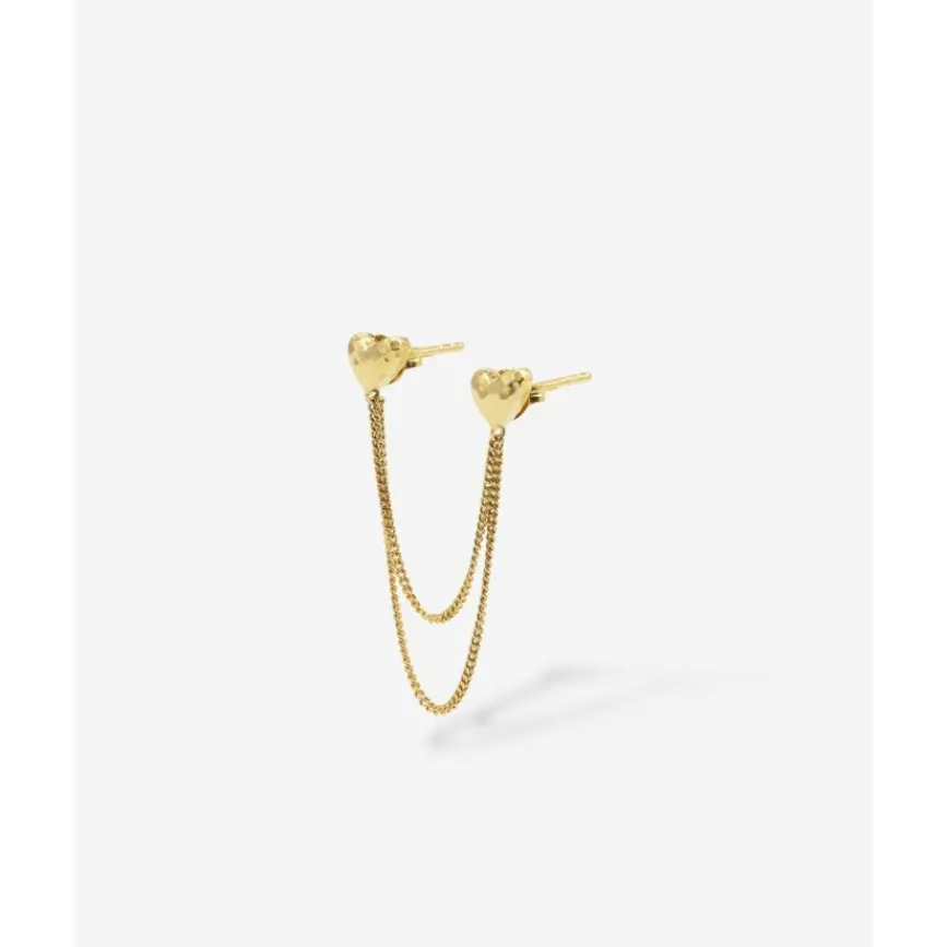 Buddha to Buddha Vergoldete Ohrringe | Premium Gold Plated Jewelry-Doppelherz Studs Single Piece Vergoldet