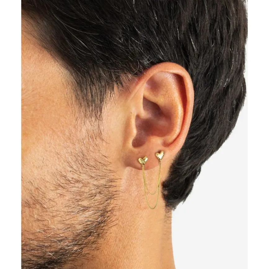 Buddha to Buddha Vergoldete Ohrringe | Premium Gold Plated Jewelry-Doppelherz Studs Single Piece Vergoldet