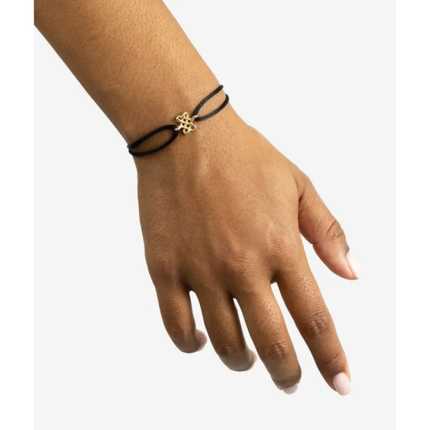Buddha to Buddha Kordel Armbänder | Golden Armbänder-Endless Knot Cord Armband Gold 14kt Schwarz