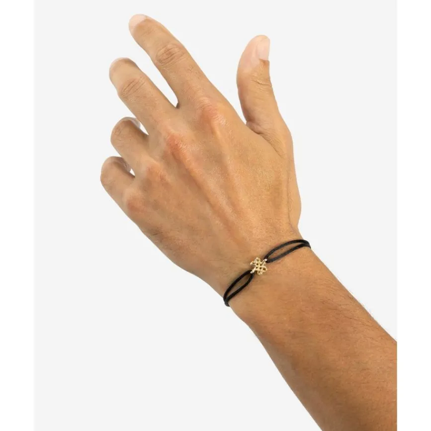 Buddha to Buddha Kordel Armbänder | Golden Armbänder-Endless Knot Cord Armband Gold 14kt Schwarz