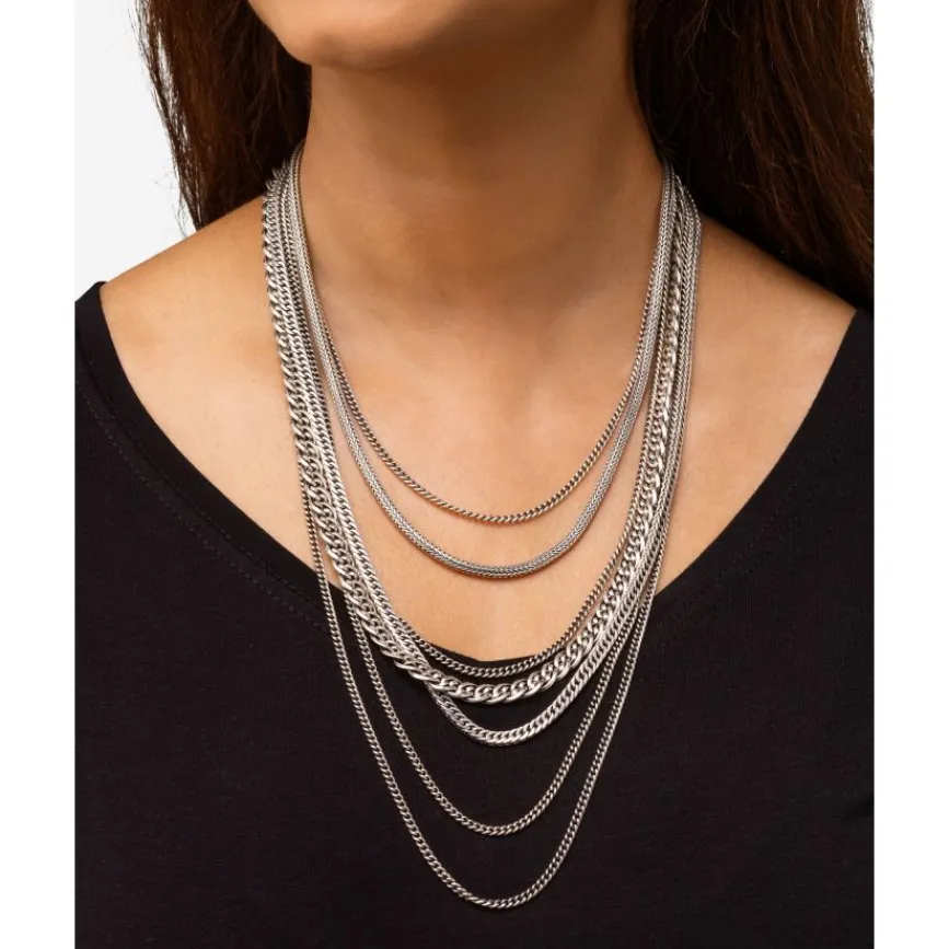 Buddha to Buddha Silberketten | Silberschmuck-Halskette Nathalie Multi Chain Silber 75 cm