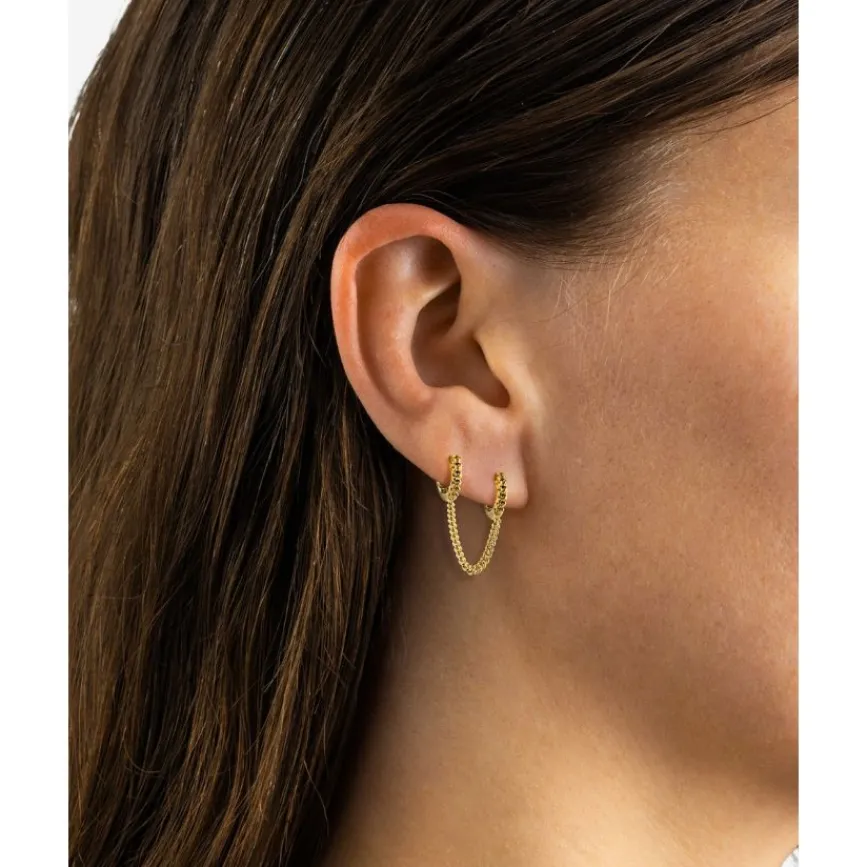 Buddha to Buddha Vergoldete Ohrringe | Premium Gold Plated Jewelry-Ohrringe Nathalie Double Linked Vergoldet Single Piece