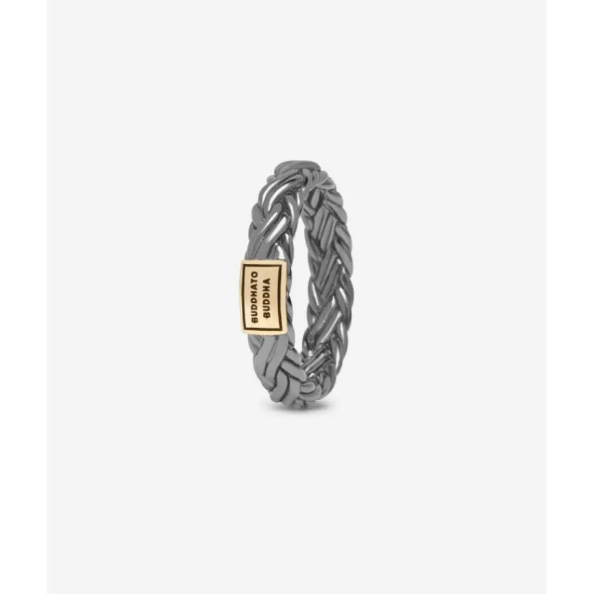 Buddha to Buddha Silber Ringe | Black Rhodium Schmuck-Ring Katja XS Schwarz Rhodium Shine Gold 14kt